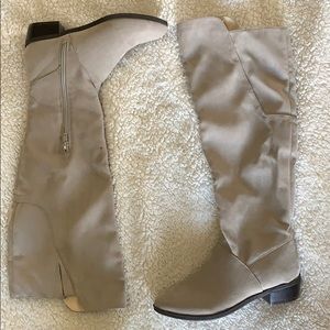 Gray/Tan Knee High Boots